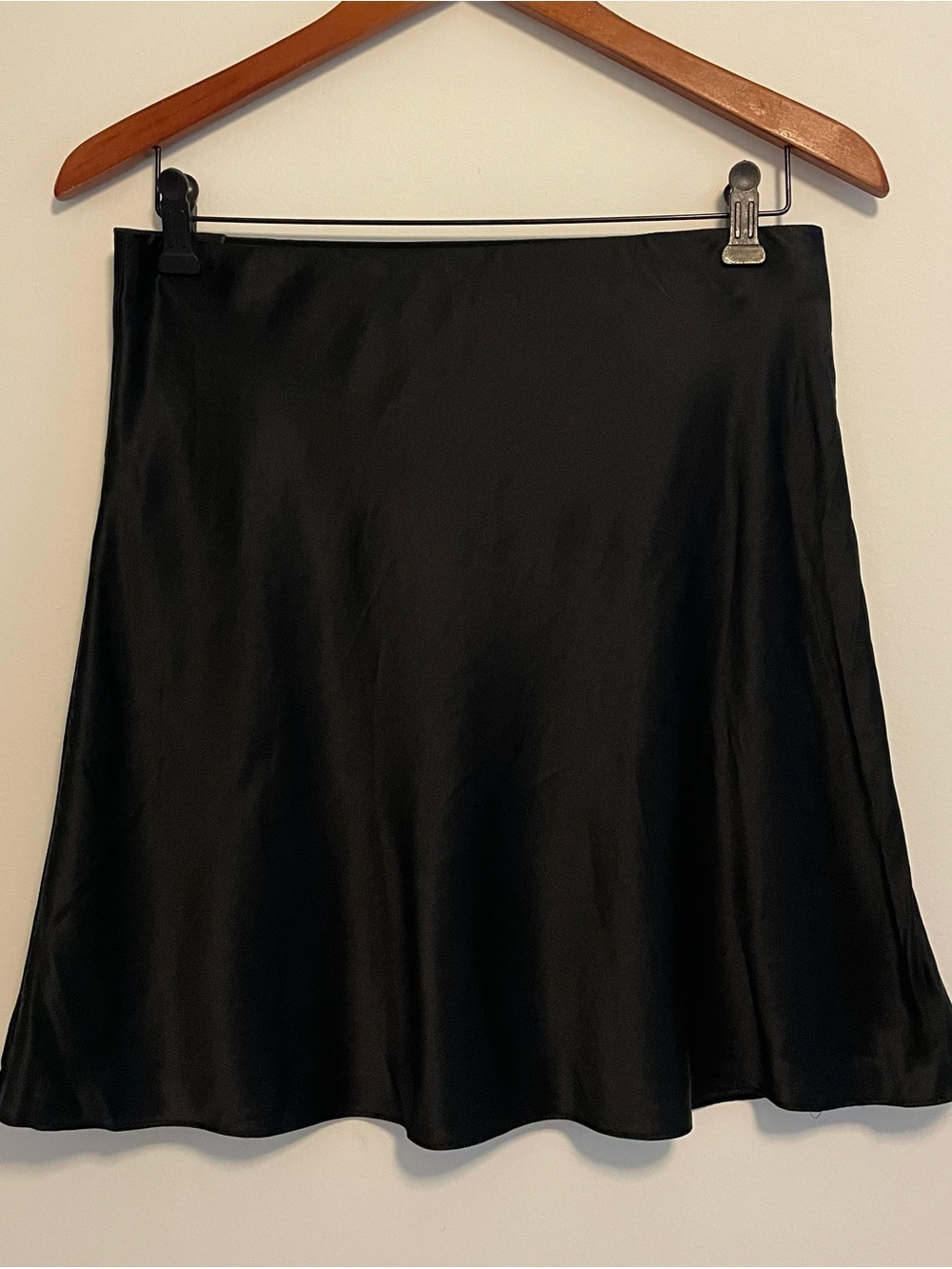 Quince Women 100% Washable Slip Silk Mini Skirt Black Basic Large Classic